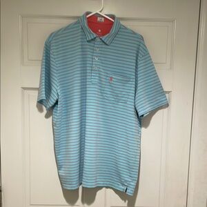 Johnnie-O Blue Striped Polo Shirt